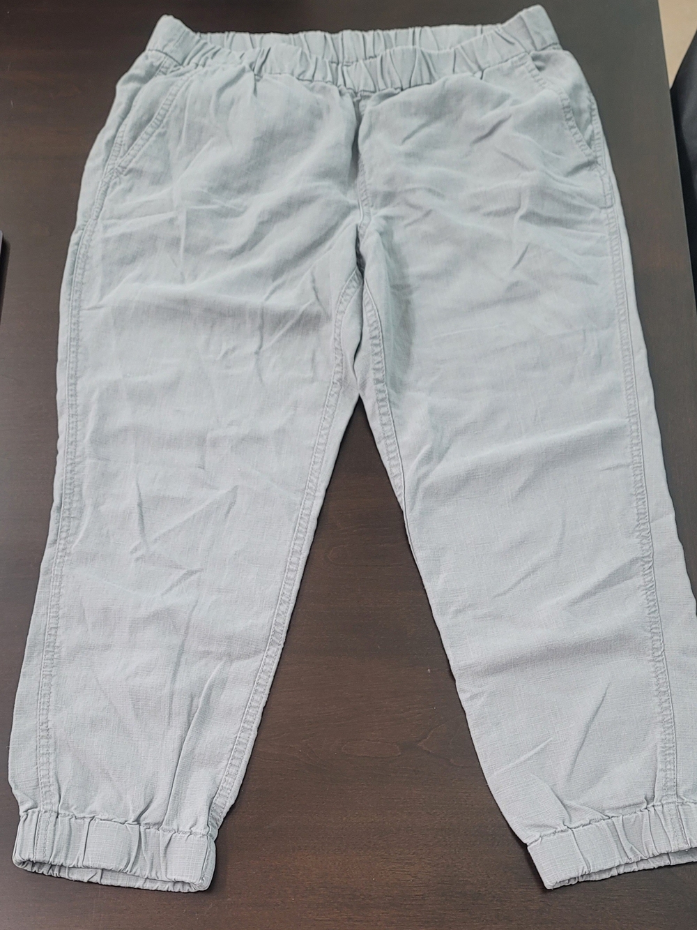 J. Crew Light Gray Elastic Waist Cropped Linen Pants